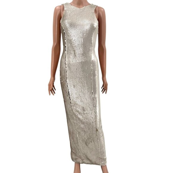 Galvan London Dress Gold Sequin Maxi FR34 US2 | Designer Evening Gown - Picture 1 of 9